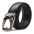 Ceinture en cuir à cliquet pour homme avec fermeture à pression, coloris Noir