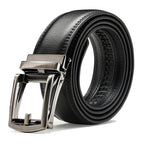 Ceinture en cuir à cliquet pour homme avec fermeture à pression, coloris Noir