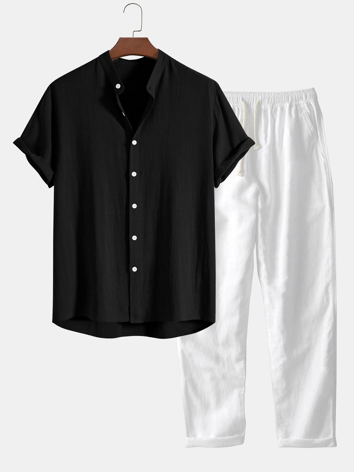Ensemble Homme Été Coton Lin, coloris Noir