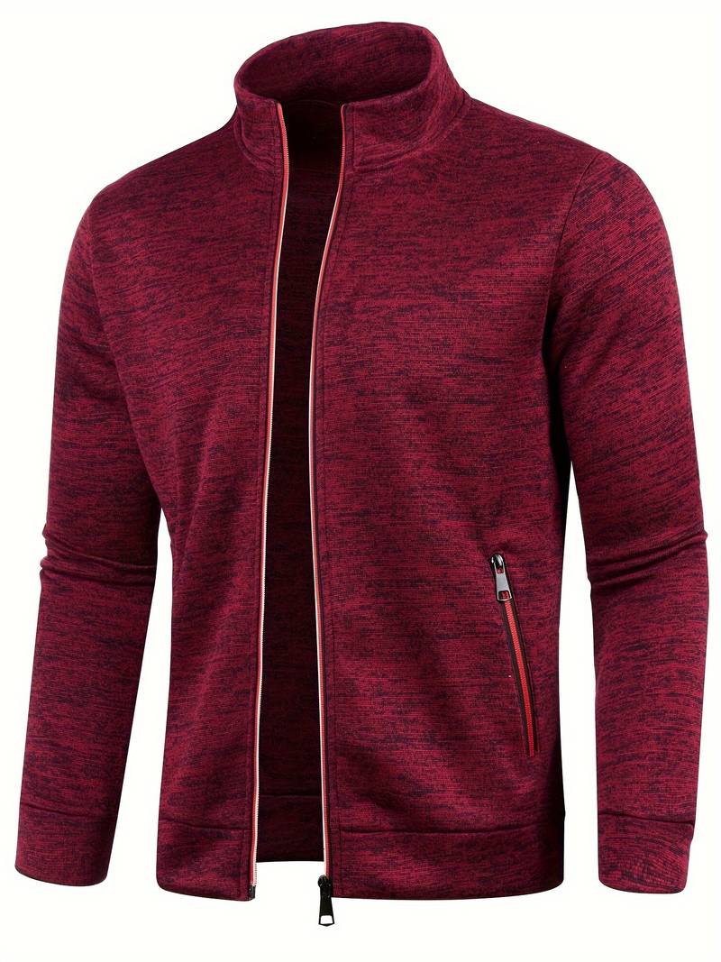 Cardigan en maille zippé, coloris Bourgogne