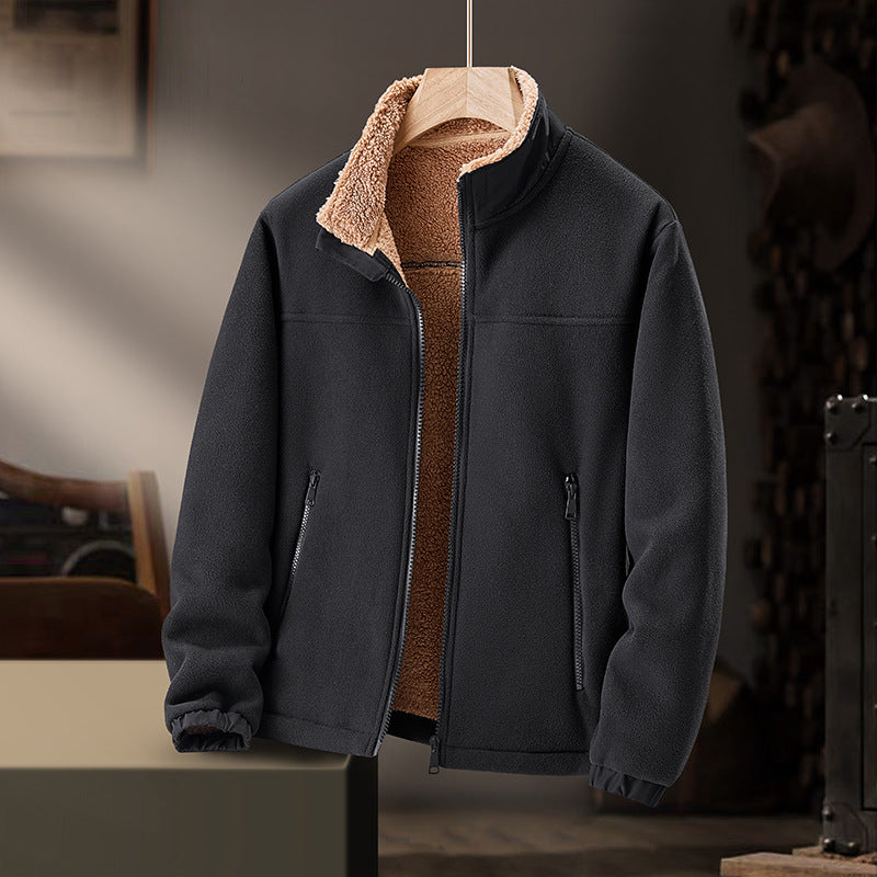Veste pour Homme en Laine d’Agneau Doublée Polaire, coloris Noir