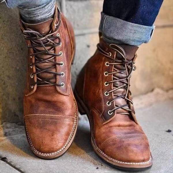 Bottes à lacets homme, coloris Marron clair