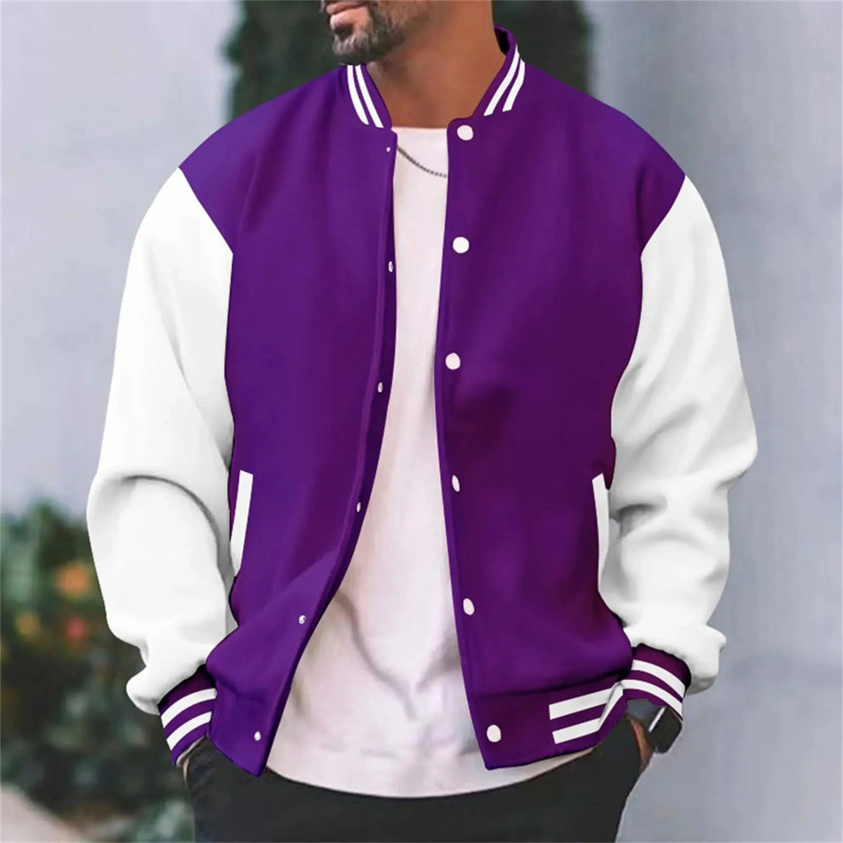 Veste Varsity Homme Slim-Fit en Coton, coloris Pourpre
