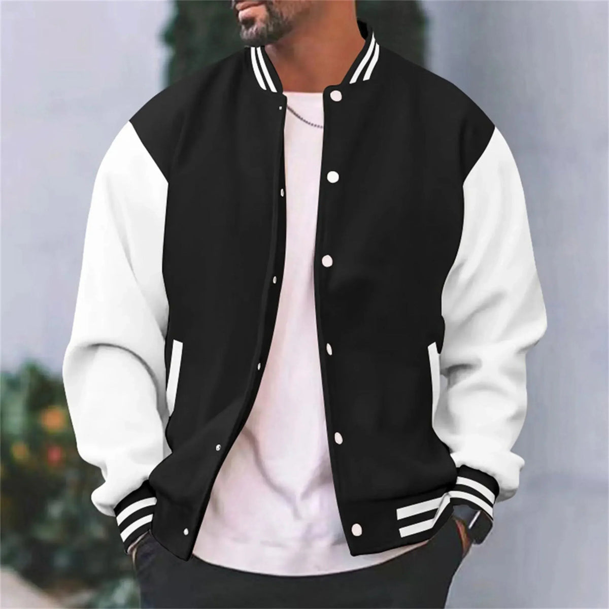 Veste Varsity Homme Slim-Fit en Coton, coloris Noir