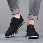 Chaussures Homme Noires En Daim À Lacets Plates, vue 8