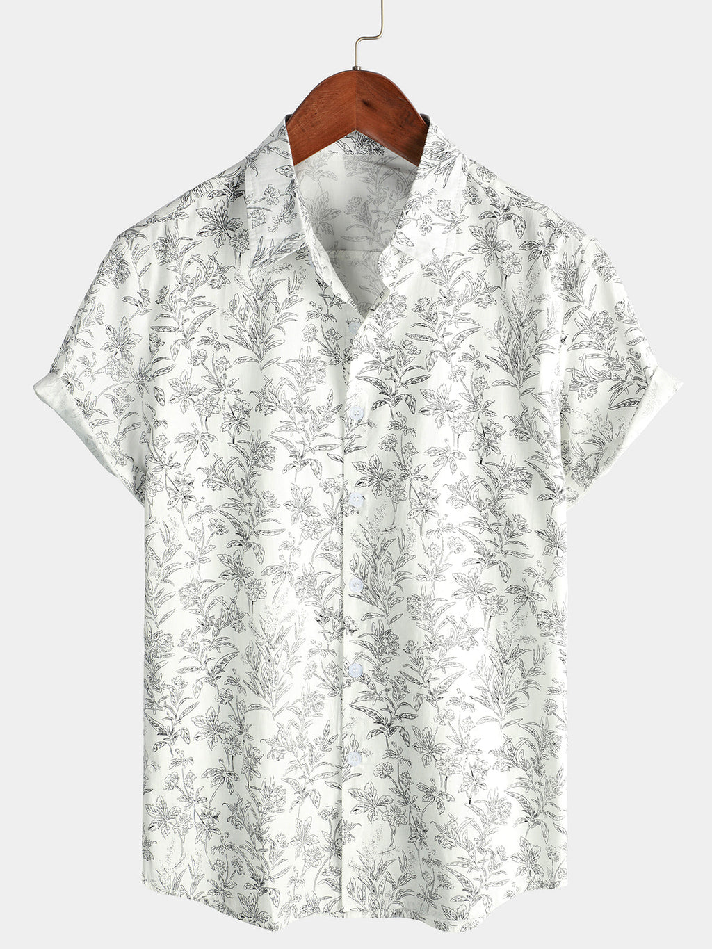 Chemise hawaïenne en coton pour homme à manches courtes, coloris Blanc