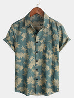 Chemise hawaïenne en coton pour homme à manches courtes, coloris Vert armée