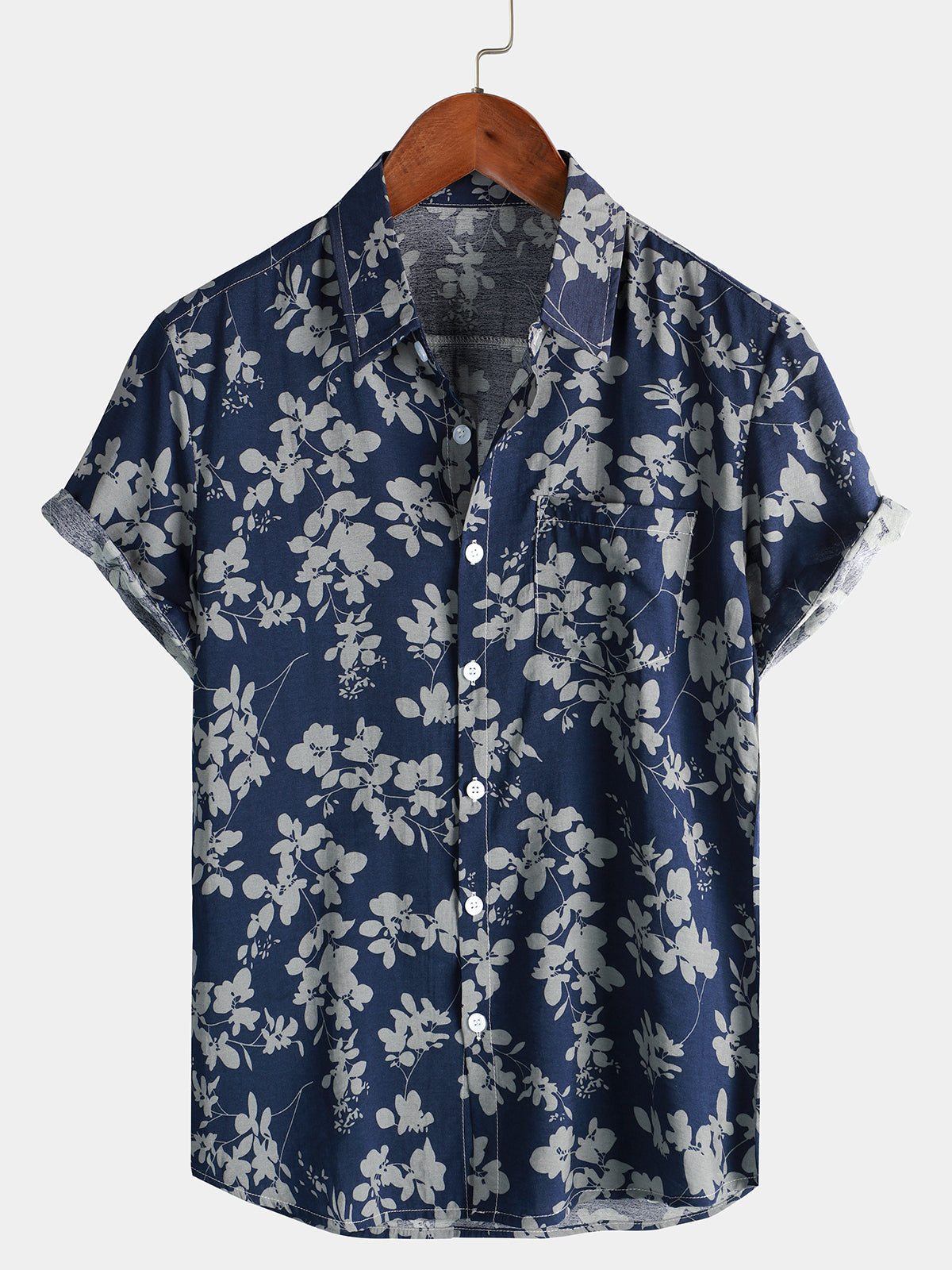 Chemise hawaïenne en coton pour homme à manches courtes, coloris Bleu foncé
