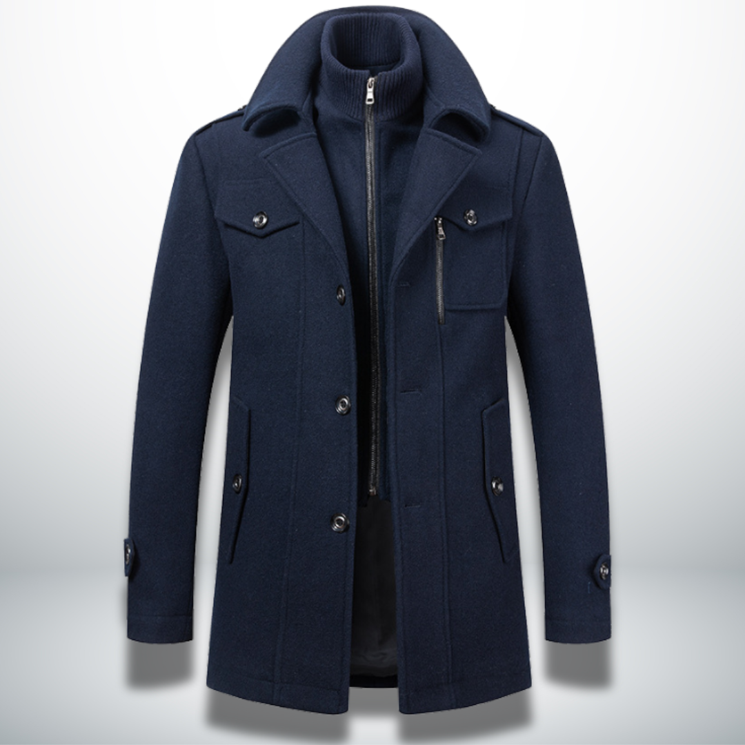 Manteau Peacoat en Laine Mélangée pour Homme, coloris Bleu foncé