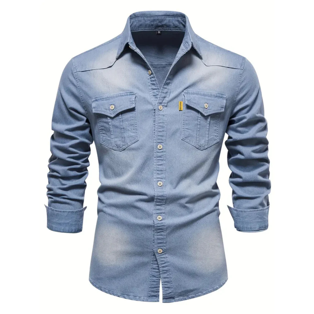 Chemise Homme en Jean Coupe Slim, coloris Bleu