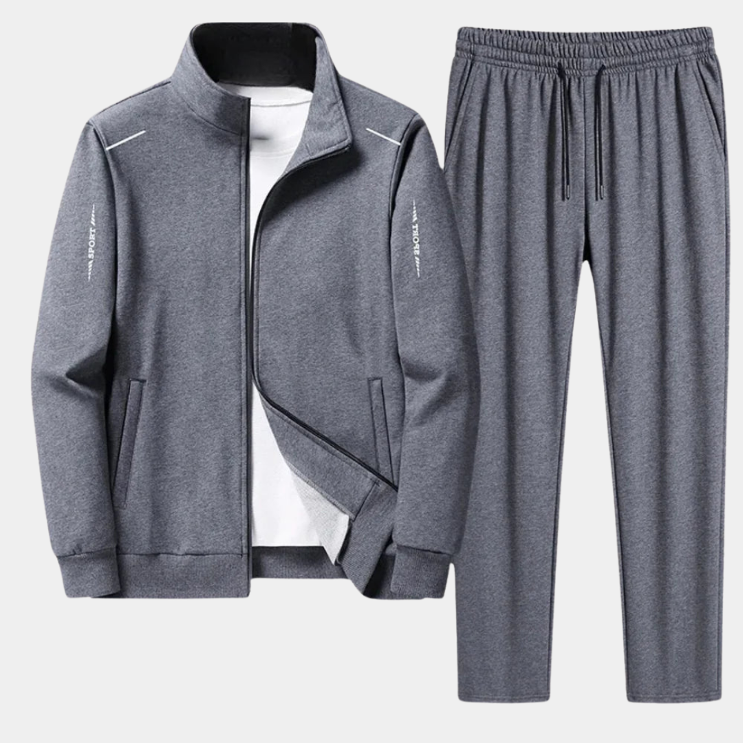 Ensemble Survêtement Homme Zip Complet, coloris Gris