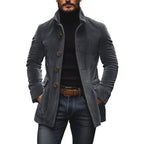 Manteau court ajusté en velours côtelé à col montant pour homme, coloris Gris