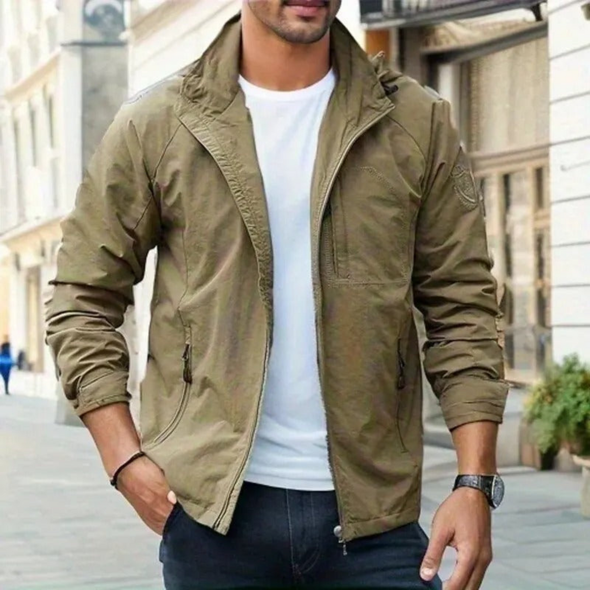 Veste Cargo Homme, coloris Brun