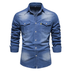 Chemise Homme en Jean Coupe Slim, coloris Bleu foncé