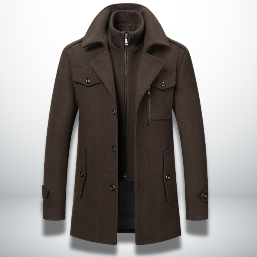Manteau Peacoat en Laine Mélangée pour Homme, coloris Brun