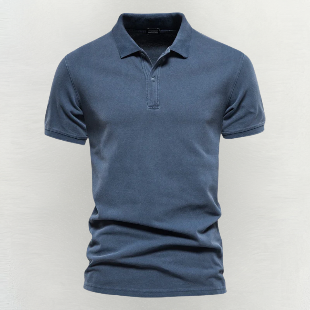 Polo Homme en Laine Mérinos, coloris Bleu