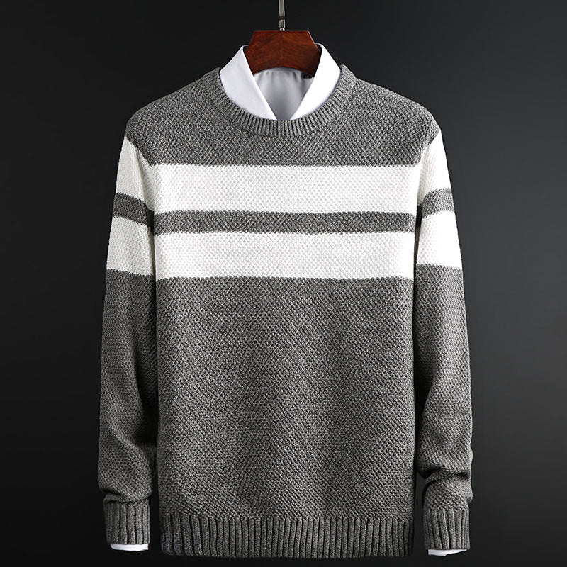 Pull ras du cou à rayures pour homme, coloris Gris clair