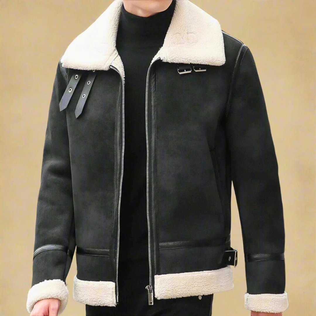 Manteau d’Hiver en Suède pour Homme Ceinture, coloris Bisons noirs