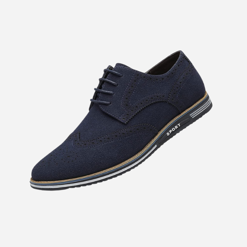 Chaussures Homme Noires En Daim À Lacets Plates, coloris Bleu