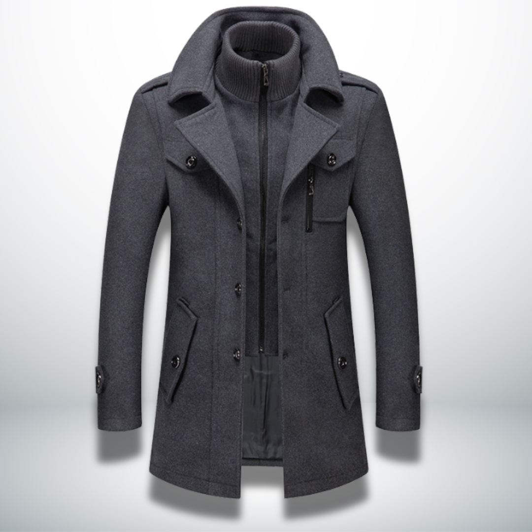 Manteau Peacoat en Laine Mélangée pour Homme, coloris Gris