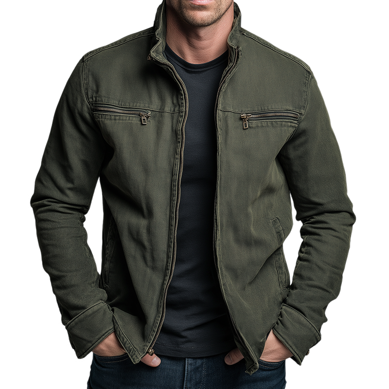 Veste homme en coton vintage, coloris Vert, vue principale