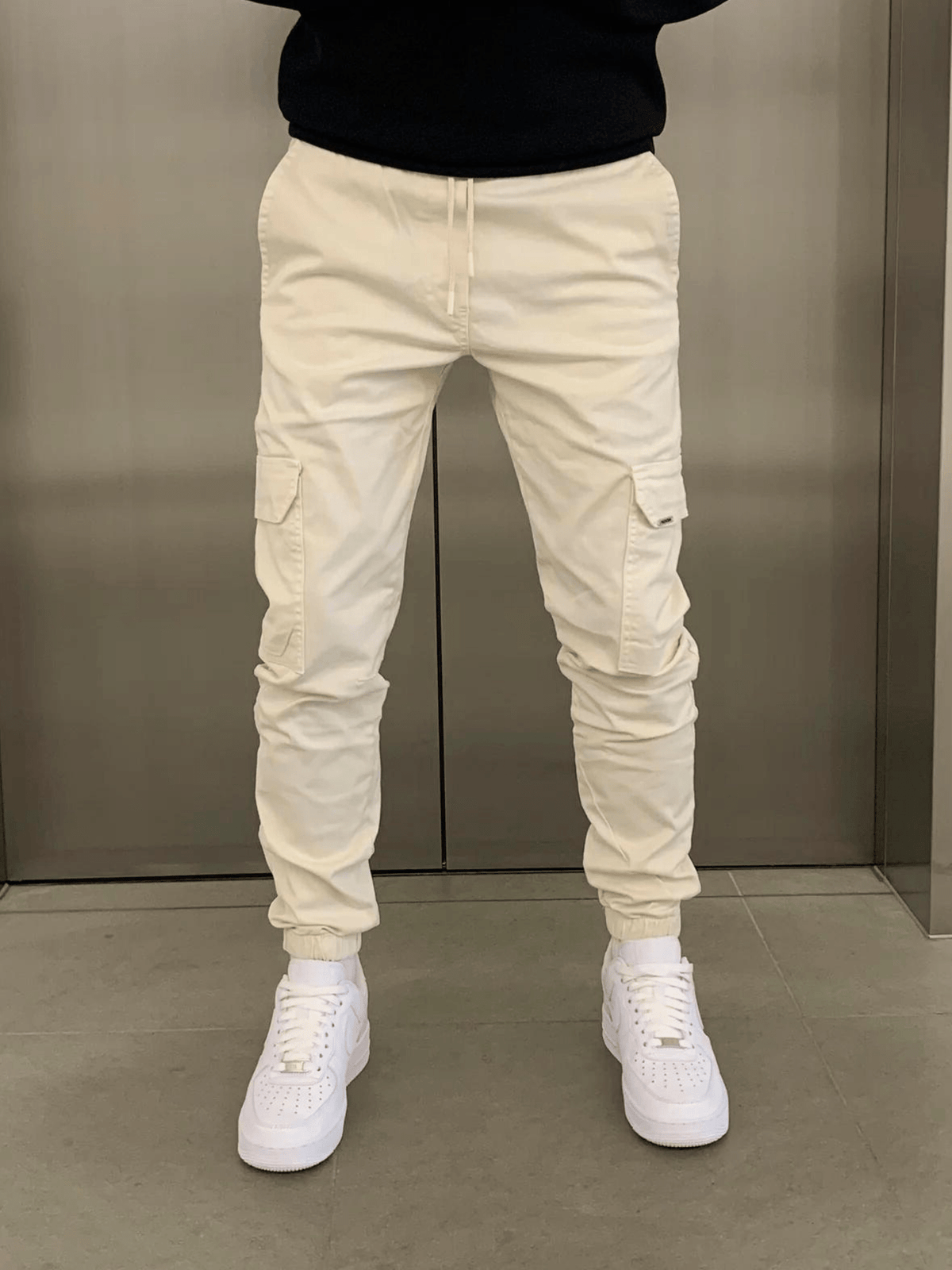 Pantalon Jogger Cargo Homme Ajusté, coloris Beige