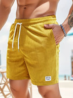 Short de bain homme à cordon, coloris Jaune