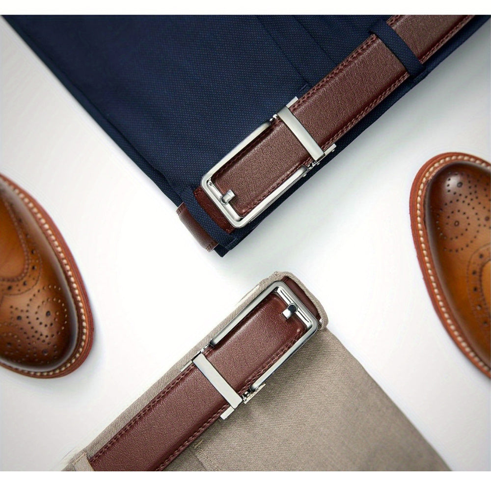 Ceinture en cuir à cliquet pour homme avec fermeture à pression, vue 4