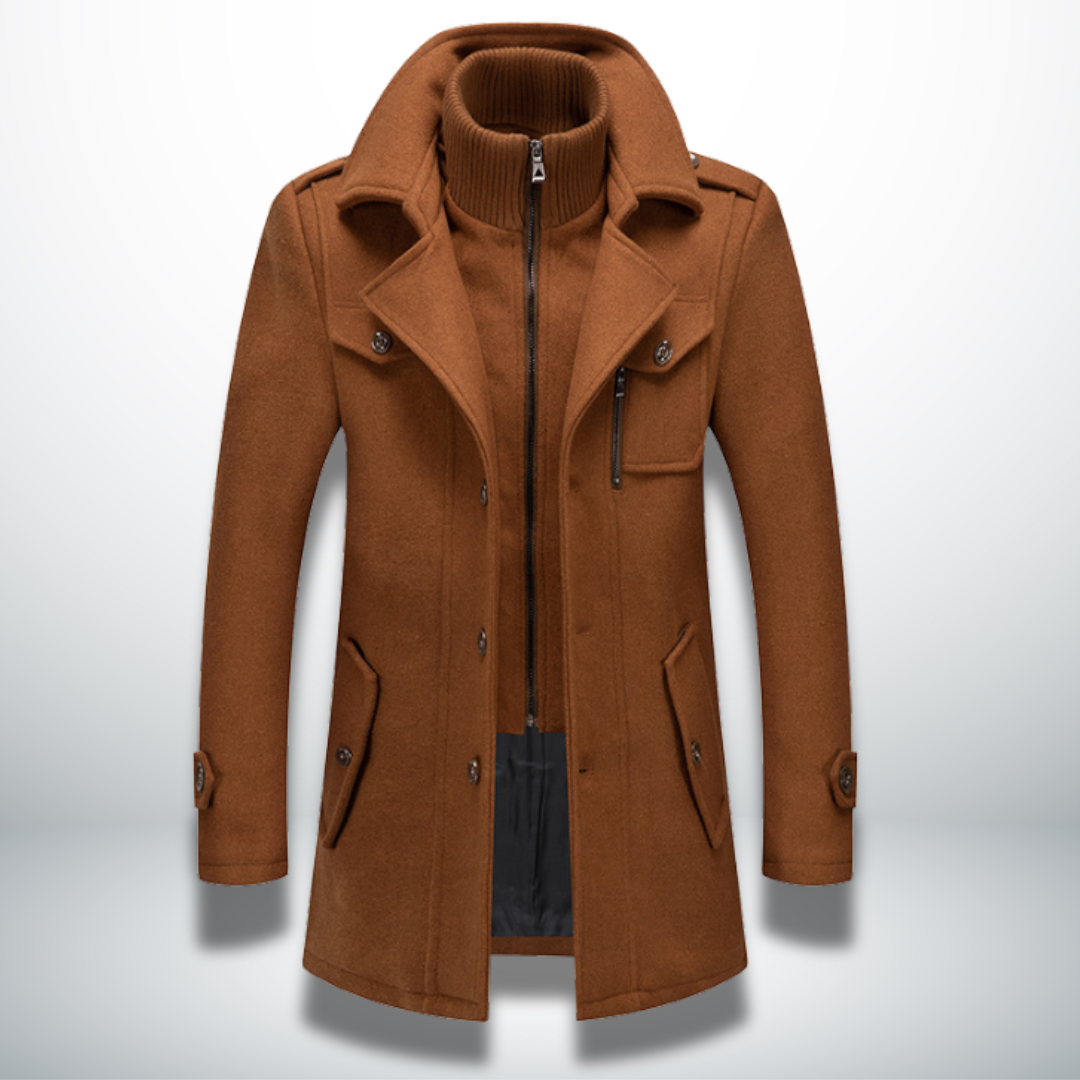 Manteau Peacoat en Laine Mélangée pour Homme, coloris Chameau