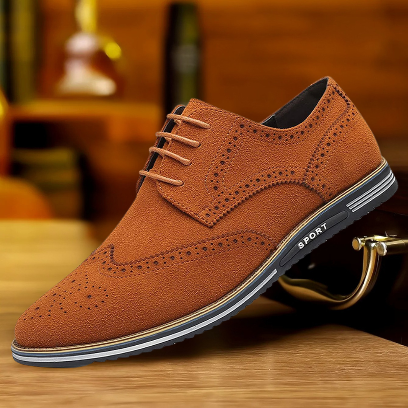 Chaussures Homme Noires En Daim À Lacets Plates, vue 6