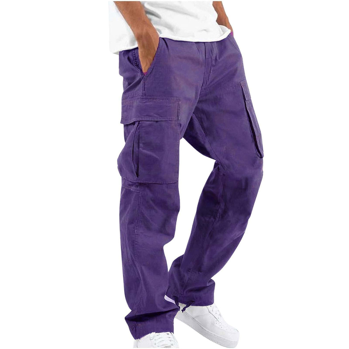 Pantalon Cargo Homme Coupe Ample à Jambes Larges, coloris Violet