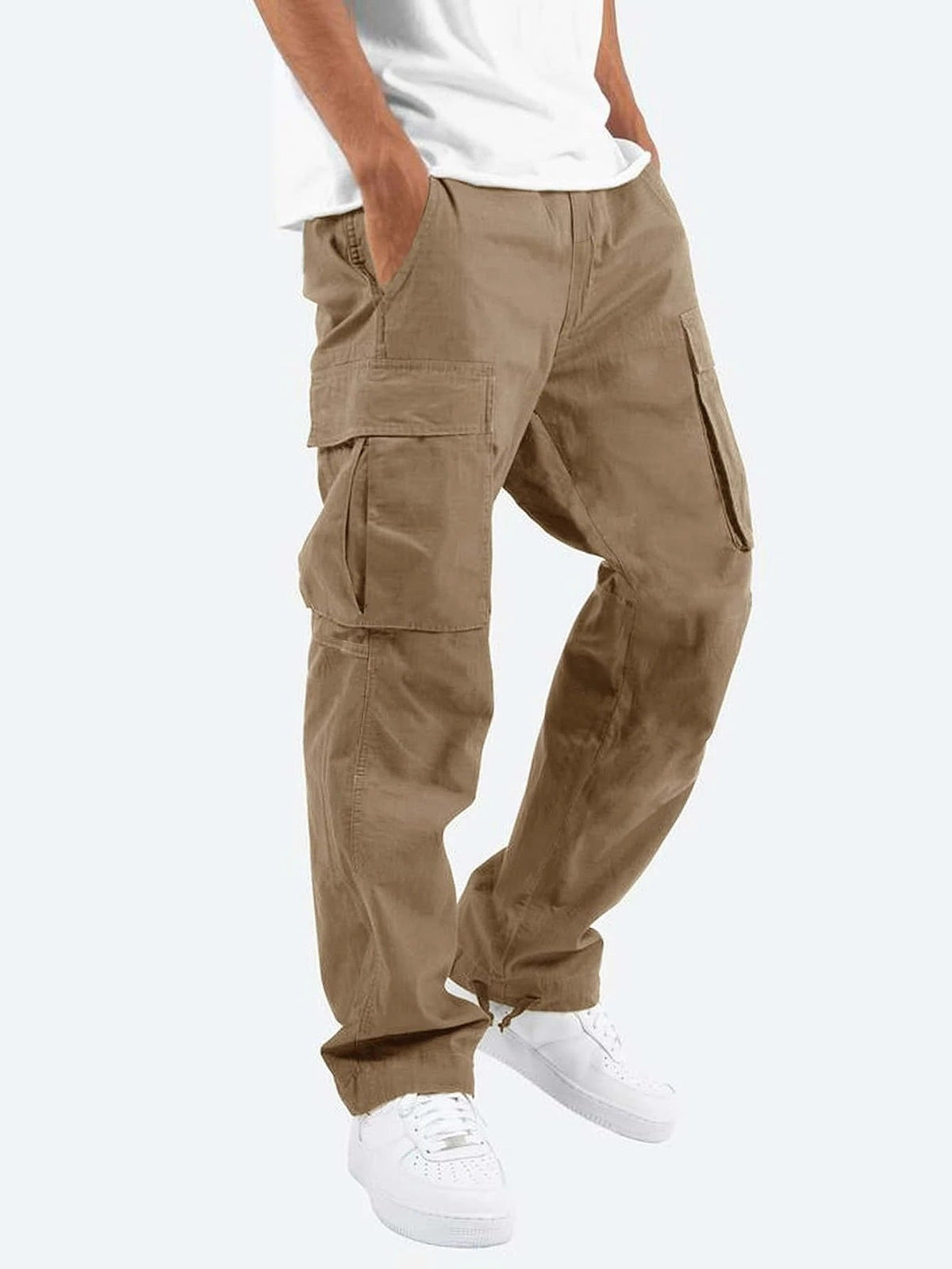 Pantalon Cargo Homme Coupe Ample à Jambes Larges, coloris Kaki