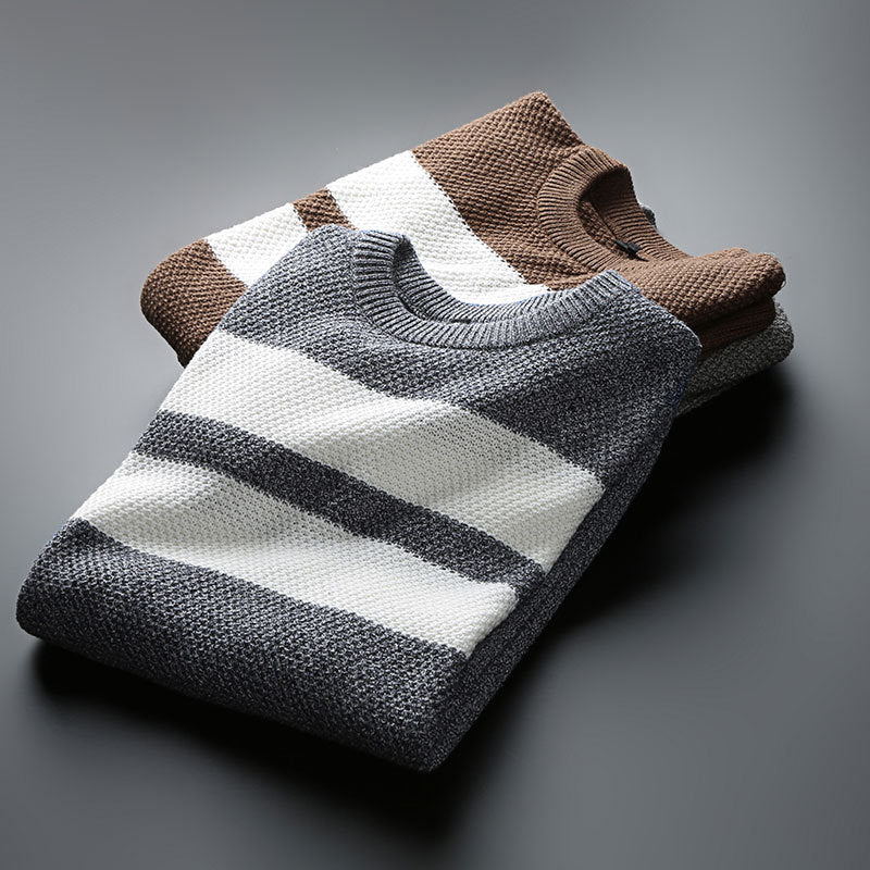 Pull ras du cou à rayures pour homme, vue 4
