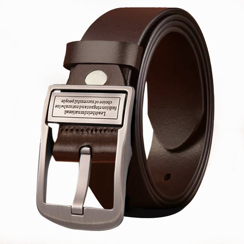Ceinture en denim décontractée et business pour homme, variante Ceinture café à boucle argentée X