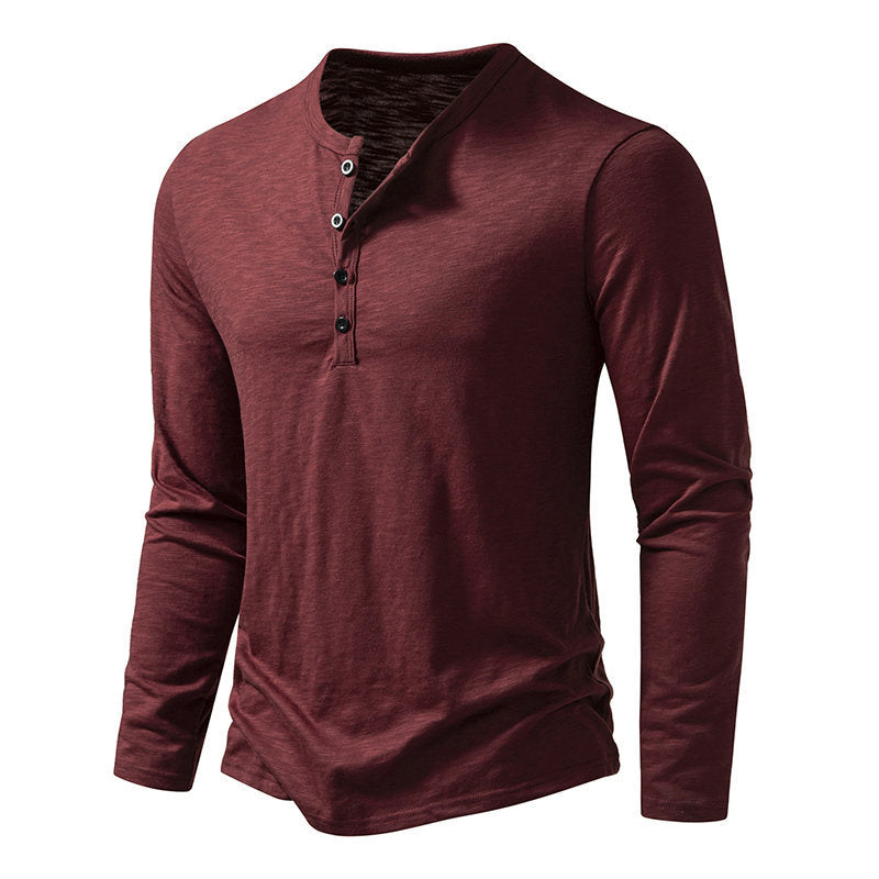 T-shirt Henley Décontracté à Manches Longues Homme, vue 3