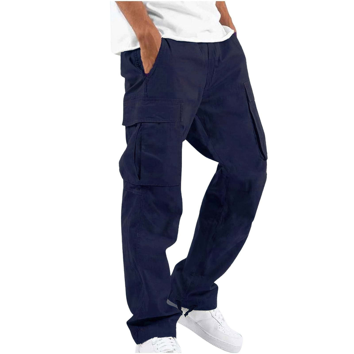 Pantalon Cargo Homme Coupe Ample à Jambes Larges, coloris Bleu marine