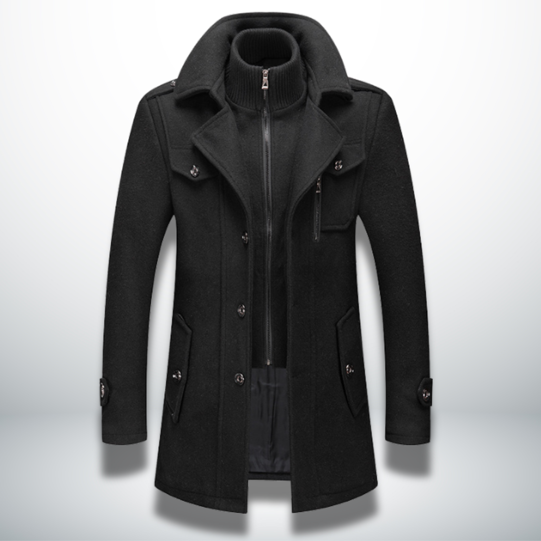 Manteau Peacoat en Laine Mélangée pour Homme, coloris Noir