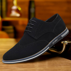 Chaussures Homme Noires En Daim À Lacets Plates, vue 5