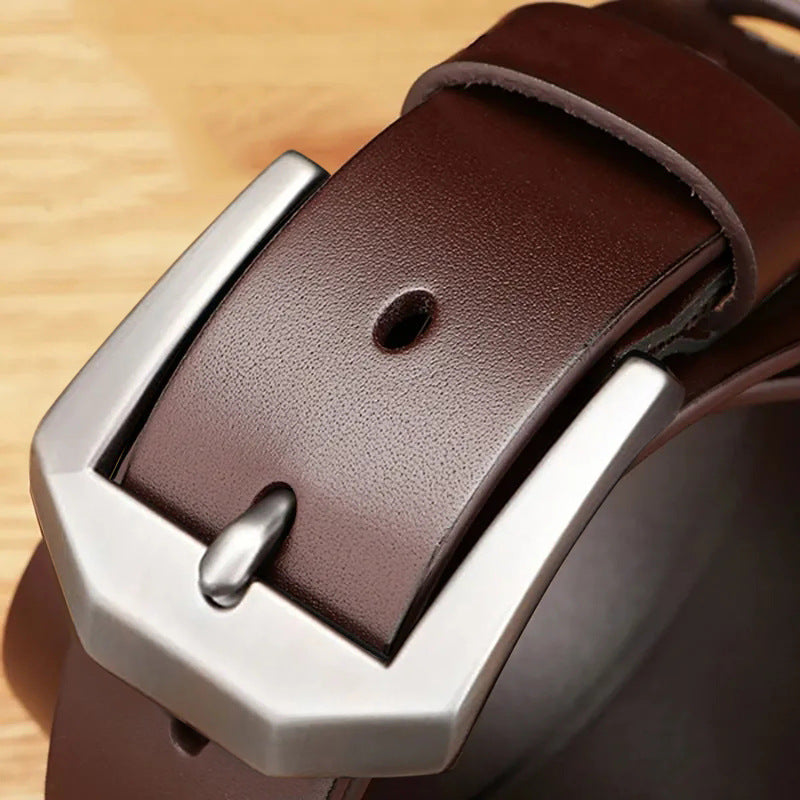 Ceinture en denim décontractée et business pour homme, variante Ceinture café à boucle argentée Z