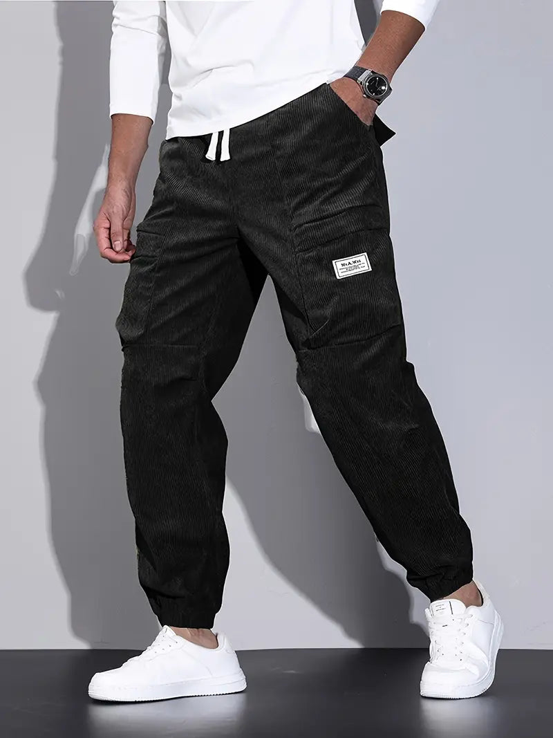 Pantalon Cargo Ajusté pour Homme, coloris Noir