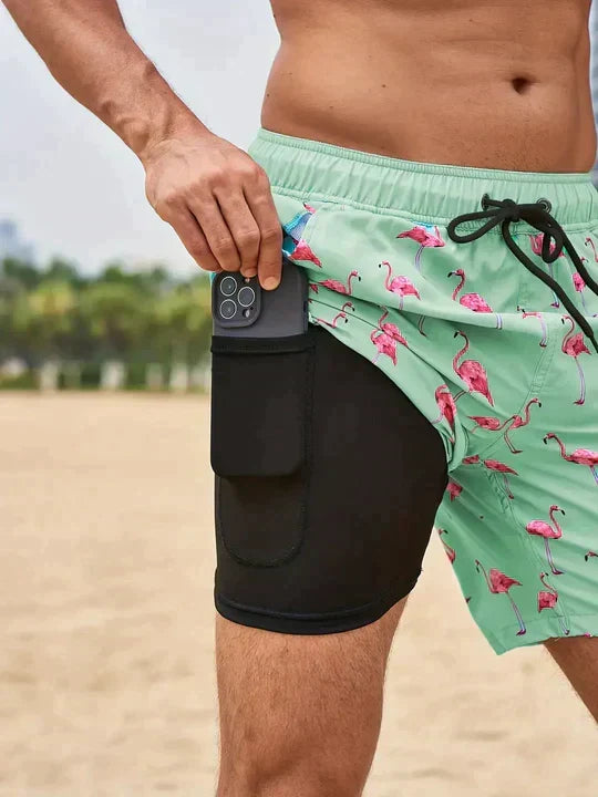 Short de bain homme d'ete, coloris Vert menthe