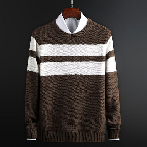 Pull ras du cou à rayures pour homme, coloris Brun