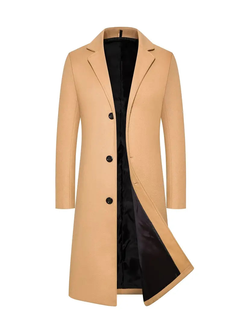 Manteau Long à Simple Boutonnage pour Homme, coloris Kaki