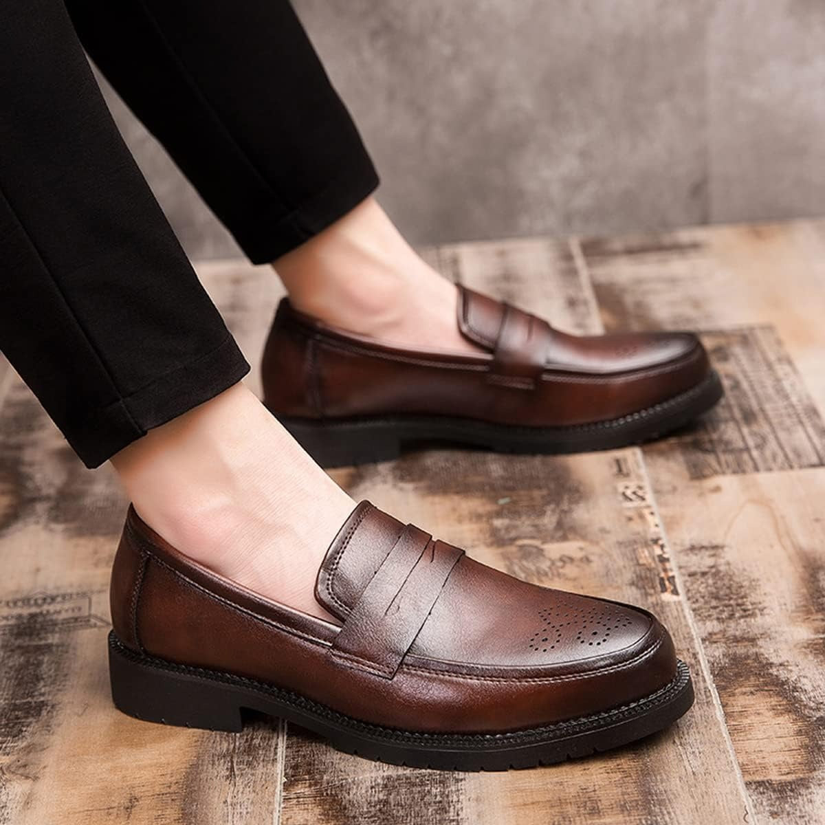 Mocassins Habillés En Cuir Pour Homme, coloris Marron, vue 10