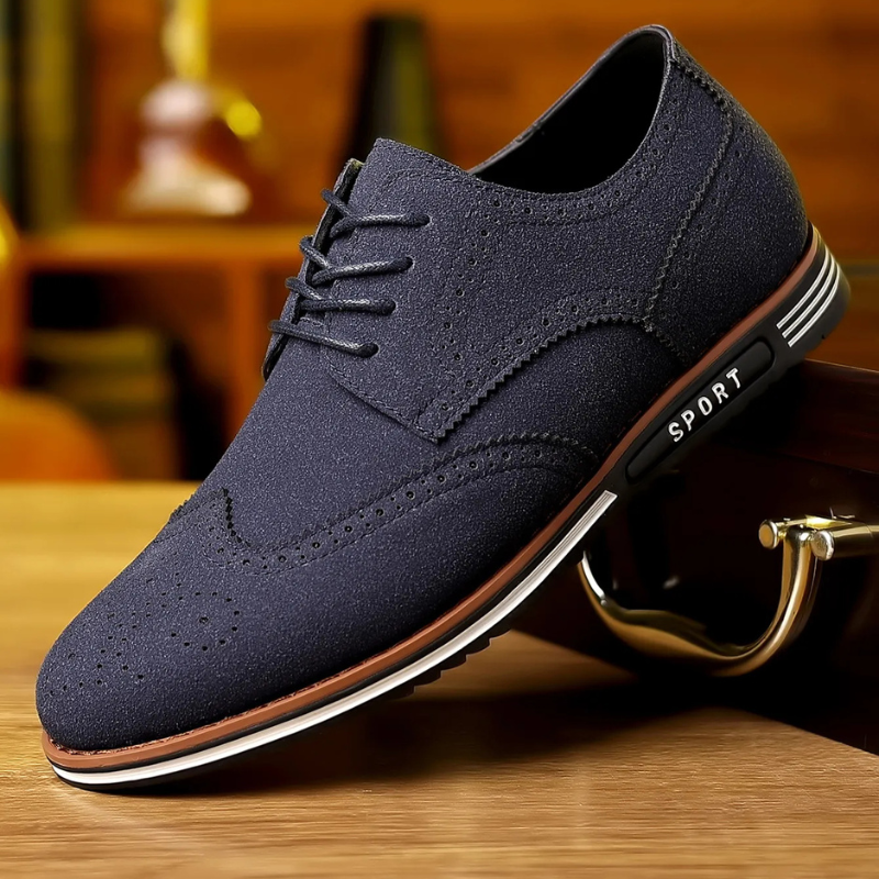 Chaussures Homme Noires En Daim À Lacets Plates, vue 7