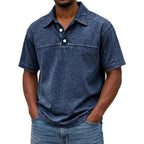 Polo pour hommes couleur unie vintage, coloris Bleu foncé