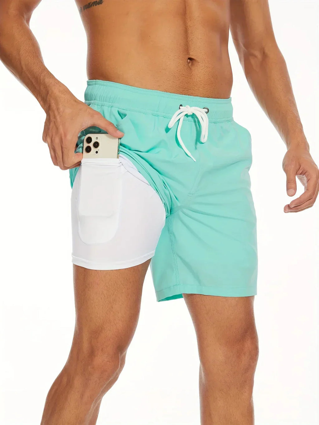 Short de bain athlétique à séchage rapide pour hommes, coloris Bleu lac