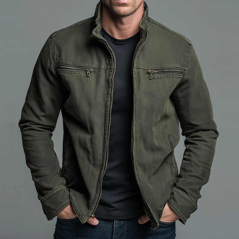 Veste homme en coton vintage, coloris Vert, vue 2