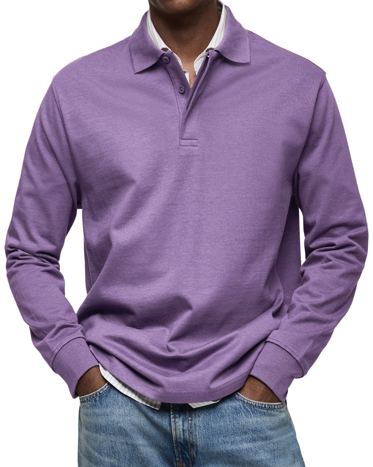 Chemise Polo à Manches Longues Décontractée pour Homme, coloris Violet