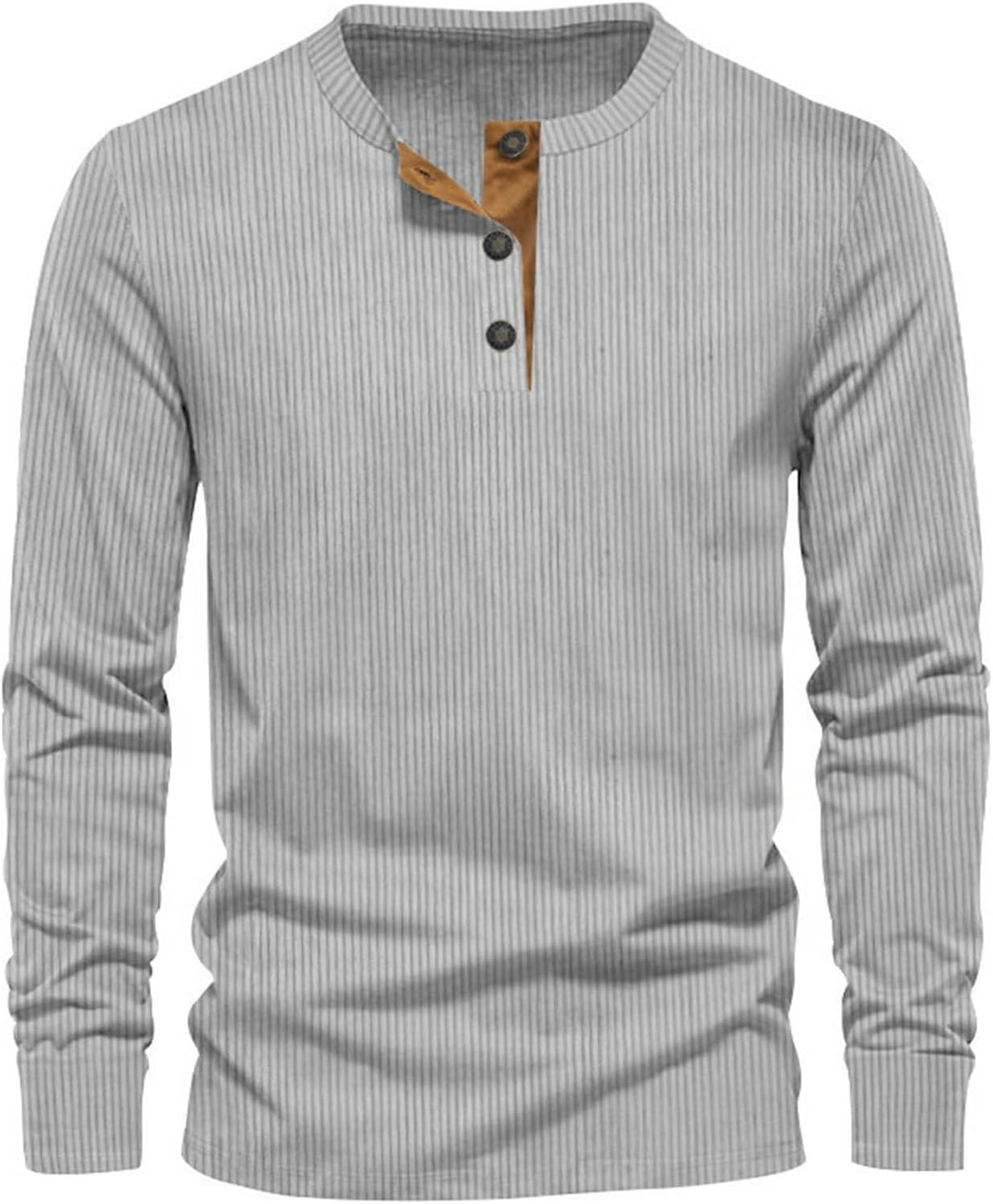 T-Shirt Homme à Manches Longues Côtelé, coloris Gris clair